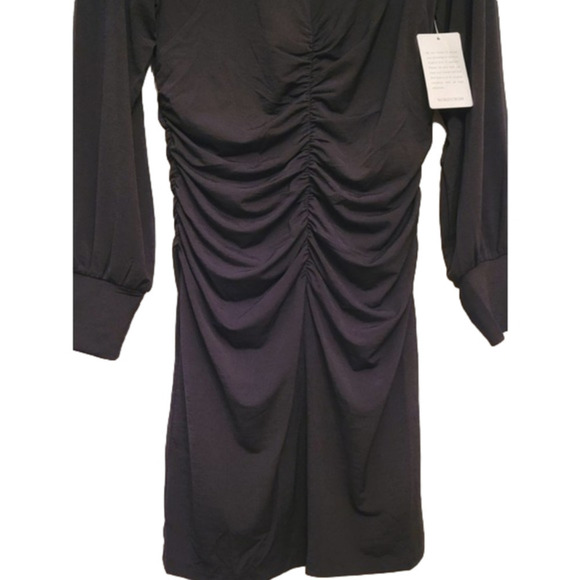 19 Cooper Black Shirred Bodycon Cocktail Dress Small - Picture 2 of 10